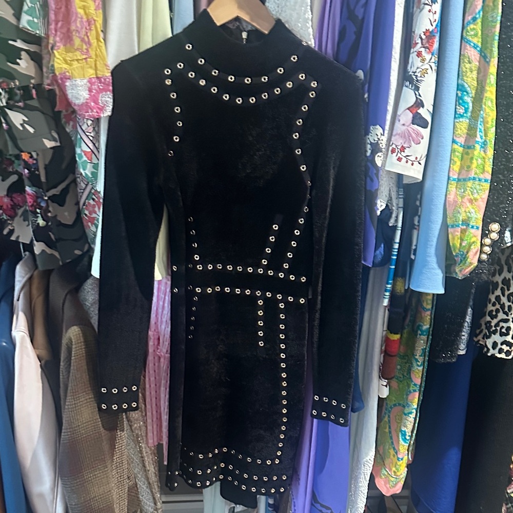 Ronny Kobo Collection Black Studded Dress
